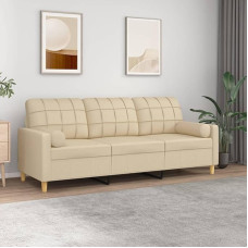 LAPOOH 3 vietų sofa su dekoratyvinėmis pagalvėlėmis Kreminė 180 cm audinys, Sofos ir kušetės, Sofa svetainė, Sofa paauglių kambariui, Sofa poilsiui, Sofa miegamajam, Miegamojo sofa, Minkšta sofa 3200792