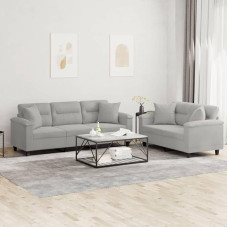 ZEYUAN 2-TLG. Sofagarnitur mit Kissen Hellgrau Mikrofasergewebe, Loungesofa, Sofos ir sofos, Relaxsofa, Couch für Wohnzimmer, Couch Mit - 3202351