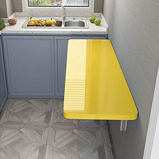 Wandmontierter Klapptisch für Zuhause, Büro, Waschküche, Küche, Multifunktions-Schreibtisch für Laptop, Schreiben, Essen, 4 Farben erhältlich, 60 x 40 cm (gelb)
