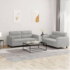 3202315 2 dalių sofos komplektas su pagalvėle Sofa Svetainės sofos komplektas Sofos svetainei Šviesiai pilkas mikropluošto audinys