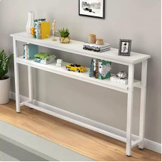 Ablage hinter sofa Schmaler Konsolentisch Hinter Dem Sofa In Schwarz-Weiß, Sofatische In Sondergröße Hinter Der Couch Für Schlafzimmer/ Technikraum/ Küche/ Arbeitszimmer(White,80x20x120cm/31x8x47in)