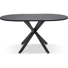 FRANKYSTAR Marui Big - Ovalus valgomojo stalas, pagamintas iš medžio ir metalo, su metaliniu metalu, 180 x 100 cm - Juoda mediena
