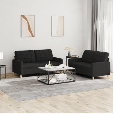 3201278 2 dalių sofos komplektas su pagalvėle Sofa Svetainės sofos komplektas Sofos svetainei Juodas audinys