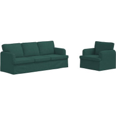 2 vnt. funkcinis sofos komplektas ir sofa Dunkelgrün Stoff eckcouch für Wohnzimmer, Schlafzimmer, Apartment (144 x 80 x 85 cm)