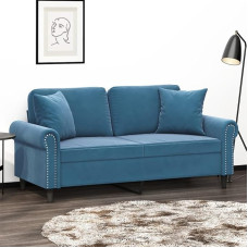 Dvivietė sofa su dekoratyvine pagalvėle Sofa sofa Lounge sofa Minkšta sofa Atsipalaiduoti sofa Dvigulė sofa Svečių sofa Loveseat Sofos svetainei Miegamojo kambarys Svečių kambarys Mėlyna 140 cm Velvetas