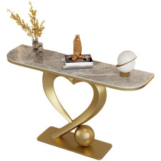 Moderner, Schmaler Konsolentisch Mit Metallbeinen - Sofatisch Mit Tischplatte In Marmoroptik. Geeignet Für Eingangsbereiche, Wohnzimmer Und Flure. Einfache Montage (aukso ir pilkos spalvos, 150 cm)