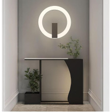 2-in-1 Konsolentisch & Blumenständer, Stabile Metallstruktur mit Verstellbaren Fußpolstern für Flur und Wohnzimmer(Black,140CM/55.1