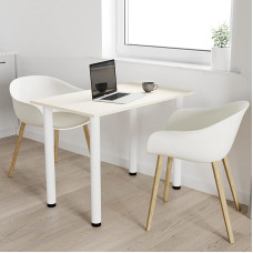 AKKE Dining Room Table with White Legs, Dining Table, Kitchen Table, Office Table, Vanilla, 80 x 40 cm