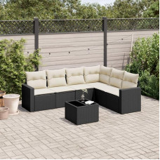 6-TLG. Garten Sofagarnitur mit wasserabweisendem Beutel und Stauraum als PE Rattan Gartenmöbel Set in Schwarz Poly Rattan mit Kissen