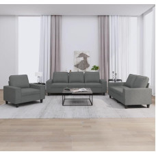 3201867 3 dalių sofos komplektas, tamsiai pilkas audinys, poilsio sofa, sofos ir kušetės, relaksacinė sofa, svetainės sofa, sofa su