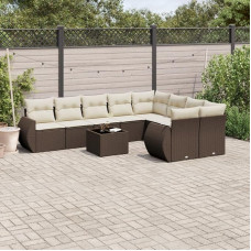 Modulares Gartensofa Schwarz, Garten Sofagarnitur 9-TLG. Schwarz mit Kissen als Gartenmöbel Set aus Poly Rattan