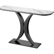 Schmaler Konsolentisch für den Eingangsbereich, moderner Konsolentisch mit Metallgestell, Beistelltisch für Flur, Eingangsbereich, Foyer, Wohnzimmer, einfach zu montieren (Schwarz A, 150 cm/59 Zoll)