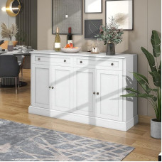 LATICO Sideboard Chest of Drawers with 4 Doors and 2 Drawers Storage Space, 150 x 40 x 86 cm, Kitchen Cabinet with Worktop, Buffet Cabinet, Standing Cabinet, Living Room, Dining Room, Kitchen (Antique