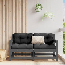 Modulares Gartensofa Kiefernholz als Garten-Ecksofa aus Massivholz Kiefer für die Terrasse mit massivem Kiefer Gartenmöbel Set in Latten-Design 2 STK. Grau