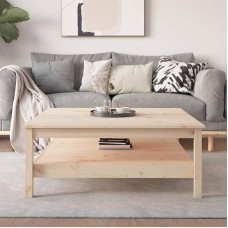 Homgoday Solid Pine Coffee Table 100 x 100 x 40 cm Side Table for Sofa for Living Room Bedroom