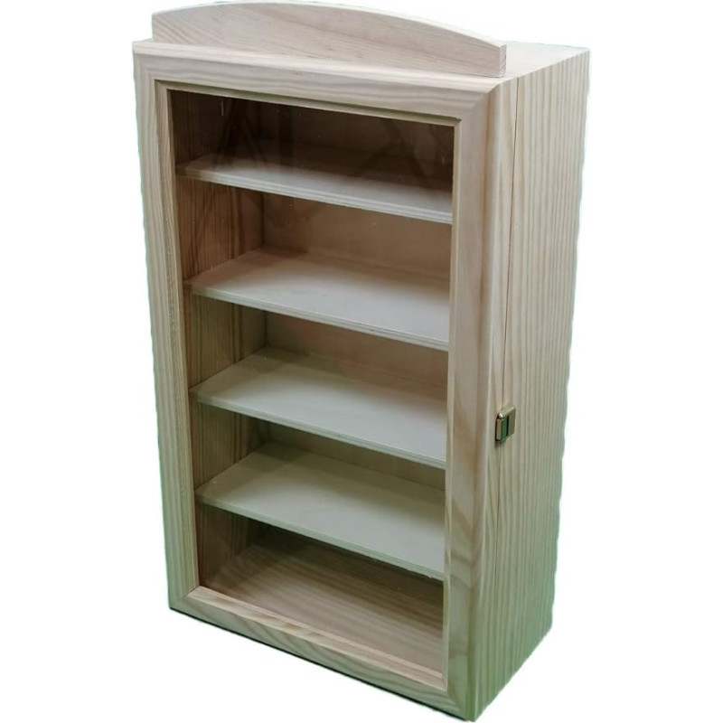 GRECA Medinė vitrina 15cm pločio x gylio x aukščio 30cm x 15cm x 54cm natūralaus medžio dažoma