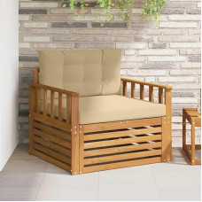 Lauko sofa iš masyvaus akazienholco ir poliesterio, modernus terasos baldas (Terrassenmöbel Set als Gartenmöbel Akazienmöbel Akazienholz modern)