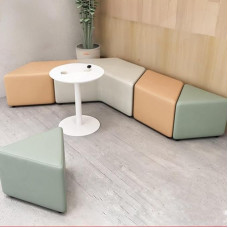 Modernes dreieckiges Ledersofa-Set mit Holzrahmen und gepolsterter Sitzbank für Eingangsbereich, Wartezimmer, Kinderzimmer, Büro, stilvolle und funktionale Möbel