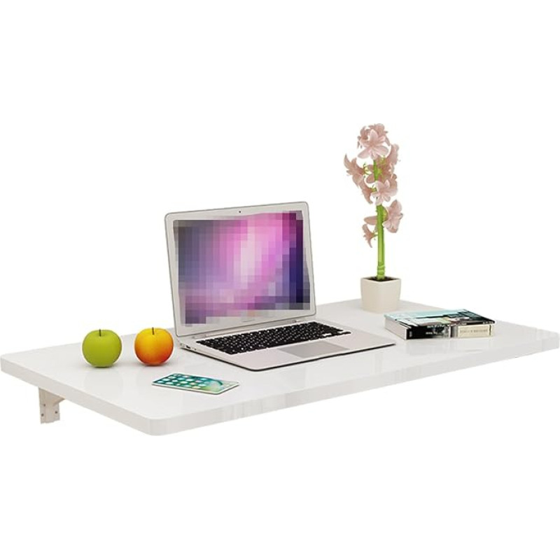 Klappbarer Tisch zur Wandmontage, zusammenklappbare Werkbank für kleine Räume, Mehrzweck-Schreibtisch für Küche, Garage, Balkon, Garten, verstellbare Länge 40 - 120 cm, Weiß