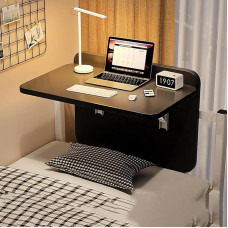 Wandmontierter Klapptisch, Kleiner Holzschreibtisch Klappbar montierte Werkbank Wandmontierter Klapptisch Schwebetisch Platzsparend für Büros Schlafzimmer Arbeitszimmer Restaurants(Black,60*30cm)
