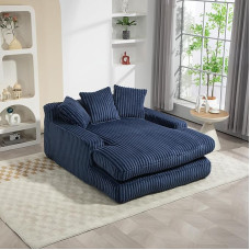Sofa be kaulų, laidinė sofa lova, debesų sofa su 3 minkštomis pagalvėlėmis, patogi vienvietė grindų sofa svetainei, namams, biurui (tamsiai mėlyna)