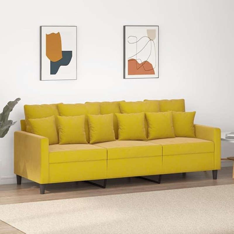 3-vietė sofa Sofa Lounge Sofa Minkšta sofa Relax Sofa Svetainės sofa Svečių sofa Relax Sofa Miegamojo kambario sofa Miegamojo kambario sofa Geltonas 180 cm aksomas