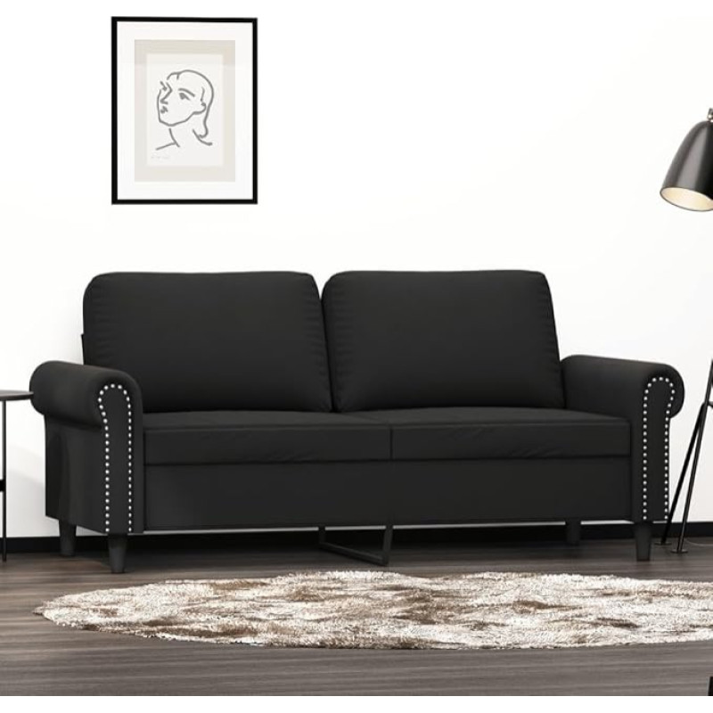 Dvivietė sofa Dvigulė sofa Sofa Lounge Sofa Minkšta sofa Svečių sofa Atsipalaiduoti sofa Loveseat Sofa svetainei Miegamojo kambarys Svečių kambarys Juoda 140 cm Velvetas