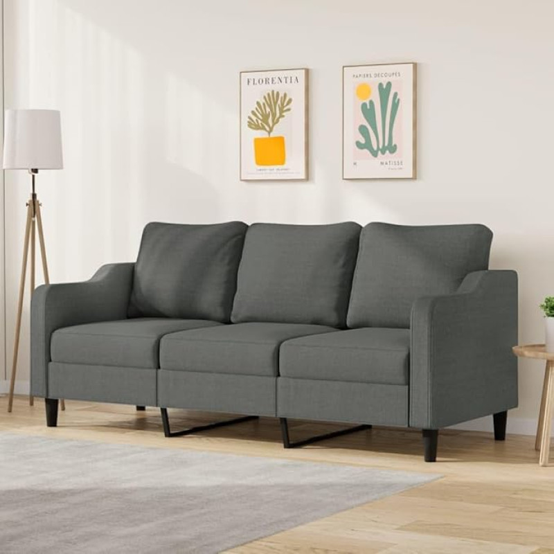 3-vietė sofa Lounge Sofa Sofa sofa Minkšta sofa Atsipalaiduoti sofa Svečių sofa Svetainės sofa Atsipalaiduoti sofa Miegamojo svečių kambarys Tamsiai pilka 180 cm audinys