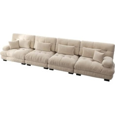 vutizal Daugiafunkcinė 3 vietų sofa su sulankstomu stalu ir USB prievadu, šeniliniu užvalkalu, gėrimų laikikliu ir laikymo vieta namų kinui ir svetainei
