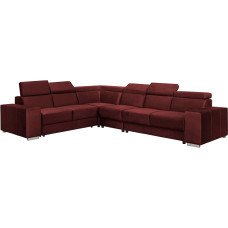 FORNIRO Alma Corner Sofa L-Shaped with Sleep Function - 330 x 265 x 85 cm - Chestnut Brown - Modern Living Landscape with Adjustable Headrests - Sturdy Built - High Comfort - Many Colours & Fabric