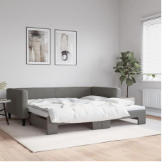 LAPOOH Dienos lova ištiesiama tamsiai pilka 100 x 200 cm audinys, Sofa lova, Dienos lova, Sofa lova, Sofa lova, Sofa lova, Paauglių lova, Lovos rėmas, Lovos kušetė