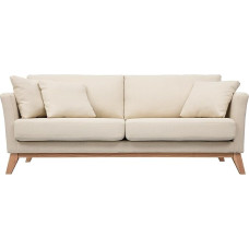 Miliboo Oslo 3 vietų skandinaviška sofa su smėlio spalvos nuimamu užvalkalu ir medinėmis kojelėmis