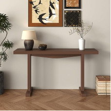 Kaimiškas medinis konsolinis stalas prieškambaryje ir prieškambaryje, ūkiškas sofos stalas, rudas akcento stalas gyvenamajame kambaryje ir prieškambaryje, 120x80 cm