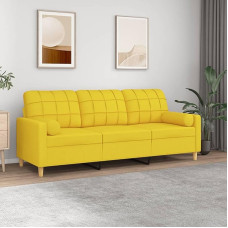 3 vietų sofa su dekoratyvinėmis pagalvėlėmis Šviesiai geltona 180 cm audinys Modulinė sofa Jaunimo sofa Meilės sėdynė Dvi sofos