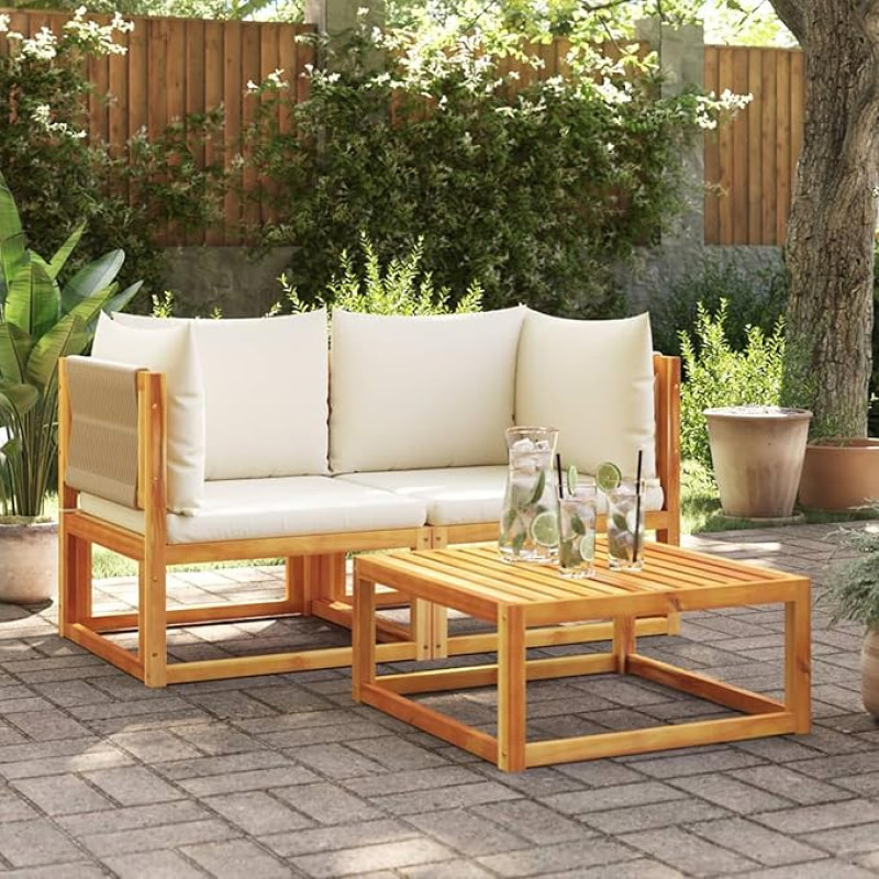 Homgoday Sodo kampinės sofos su pagalvėlėmis 2 pakuotės Kietosios akacijos medienos sodo sofa Lauko sodo lova Sofa Lauko terasos baldai Modelis 3278853