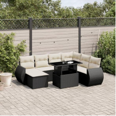 Homgoday Lounge Set Garden Sofa with Cushion 8-Piece Black Polyrattan Lounge Garden Lounge Sofa Set Modern Outdoor Decoration 3268696