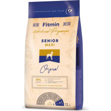 Fitmin Maxi Senior sausas maistas šunims su šviežia mėsa, 76 % gyvūninės kilmės baltymų, maistas vyresnio amžiaus didelių veislių šunims, 12 kg