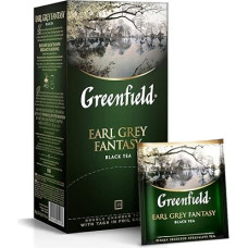 Greenfield Earl Grey Fantasy Flavoured Black Tea, aromatizuota juodoji arbata, Šri Lanka, 25 dvigubos kameros arbatos maišeliai ir etiketės folijos maišeliuose, (25 x 2 g), 50 g