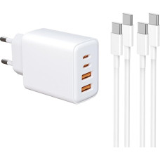 USB-C įkroviklis su 1,2 m ir 2 m C-C kabeliu, 4 prievadų daugkartinis įkroviklis su USB-C ir USB-A, 40 W greitojo įkrovimo PD 3.0 maitinimo adapteris USB maitinimo šaltinis iPhone 17/16/15/14/14/14/12/11/XS, G Alaxy, iPad, mobiliesiems telefonams