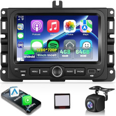 NHOPEEW 4+64G Autoradio für Jeep Renegade 2016-2020/Compass 2017-2020 mit Wireless Carplay & Android Auto - 7-Zoll-Incell-Bildschirm, unterstützt WiFi, GPS+ Rückfahrkamera, Canbus