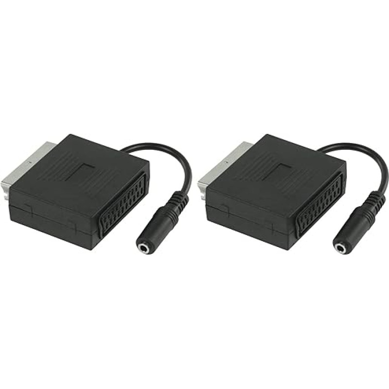 CABLEPELADO Scart Kabel mit 3,5 mm Jack Buchse (mit Lautsprecher Funktion des Scart TV, ohne Schlaffunktion Stereofonie des TV, Stereo), Schwarz (Packung mit 2)