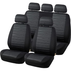 TOYOUN Car Seat Covers Full Set Universal Fit Jacquard Cloth Car Seat Covers Set Grey Seat Covers Set Fabric Universal Car Seat Covers Seat Protector Protective Cover Car Seat