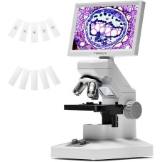 TOMLOV DM301 Max biologinis mikroskopas suaugusiesiems ir vaikams: 7 colių HDMI skaitmeninis mikroskopas su integruota matavimo skale, 3 lęšiais, mechanine objektų lentele, dvigubu šviesos diodu, suderinamas su mobiliuoju telefonu, kompiuteriu ir televizo