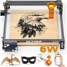 ACMER P1 S PRO 6 W Laser Engraving Machine, 48 W Power Laser Cutter, 0.01 mm Precision High Precision Laser Engraving Machine for DIY Wood, Metal, Acrylic Leather, etc. (380 x 370 mm Large Engraving