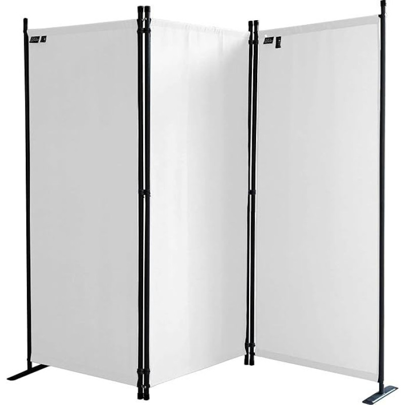 Quick Star 3-Piece Screen, 170 x 165 cm, Fabric Room Divider, Balcony Divider, Folding Privacy Screen, White