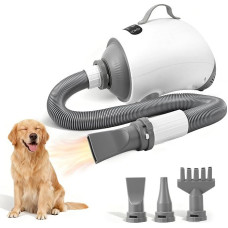 Hair Dryer for Dogs, Pet Hair Dryer with Adjustable Temperature and Speed, Set for Pet Grooming, Hair Dryer for Grooming Dogs