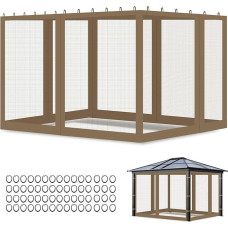 Tinklelis nuo uodų pavėsinei 3 x 3,6 m, apsauga nuo vabzdžių su 4 šoninėmis sienelėmis ir dvigubu užtrauktuku, tinka 10 x 12 pėdų sodo pavėsinei, terasai, kempingui (3 x 3,6 Khaki)