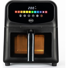 R.G.V. orinė kepsninė su langu, 6 litrai, 12 funkcijų, 80 % mažiau aliejaus, 1700 W, 60-200 °C, skaitmeninis jutiklinis ekranas, dvigubas stiklinis krepšys, sveikas ir greitas kepimas, mažesnis suvartojimas