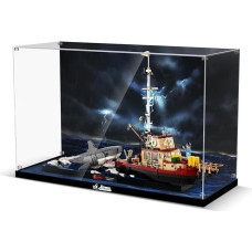 cooldac Akrilo vitrina, suderinama su Lego Ideas 21350 The White Shark, dulkių nepraleidžianti skaidri HD fono vitrina, suderinama su Lego 21350 statybiniu rinkiniu (tik dėžutė, be modelio)