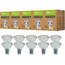 10 GU10 LED šiltos baltos spalvos lempučių 3000 K šiltos baltos spalvos lemputės 7,3 W pakeičia 55 W halogenines lemputes 30°, nestabdomos Prožektoriaus LED lemputės AC 230 V 1090 LM
